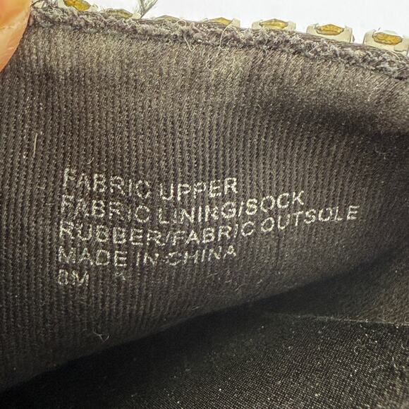 White House Black Market Women’s Flats 8 Black Velvet Feather Rhinestone Mules - Picture 5 of 7